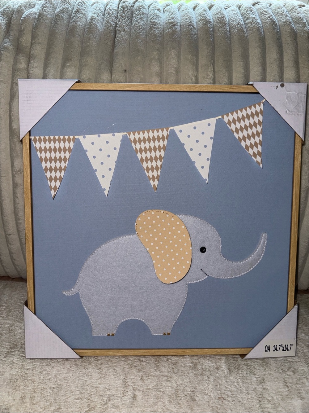 14” x 14” Baby Elephant Canvas Wall Art – Nursery Décor, New